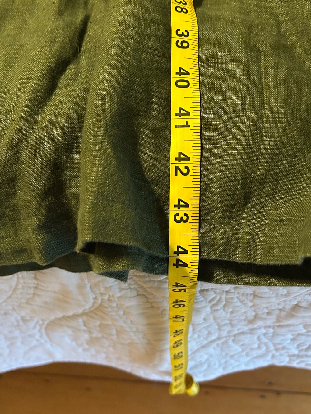 Simply Grey Olive Green Long Sleeve Button-Front Midi Dress 100% Linen - Picture 2 of 5